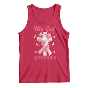 My God Is Stronger Than Breast Cancer Tank Top Christian Warrior Support