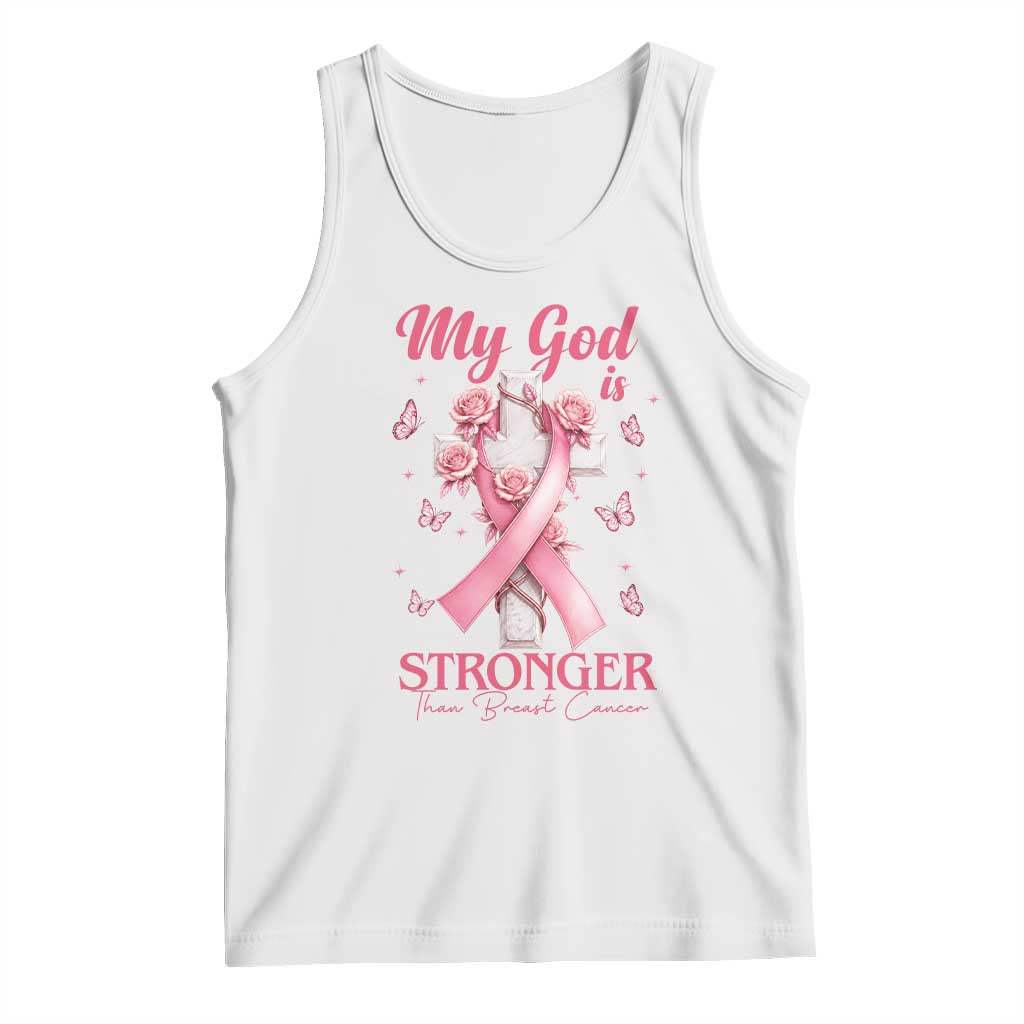My God Is Stronger Than Breast Cancer Tank Top Christian Warrior Support