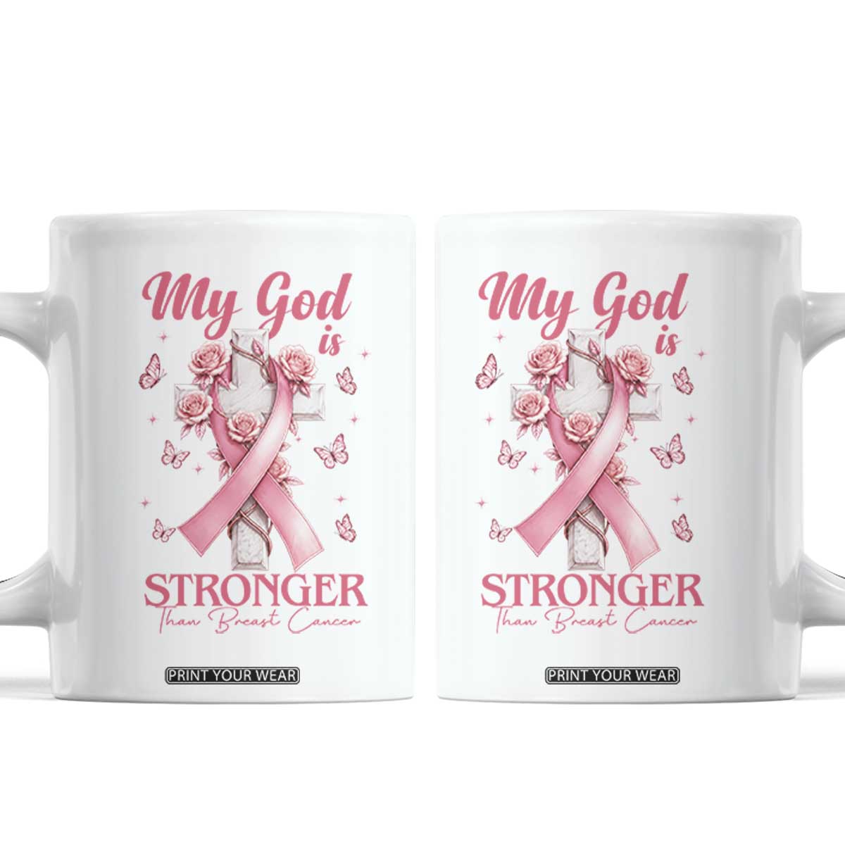 My God Is Stronger Than Breast Cancer Coffee Mug Christian Warrior Support