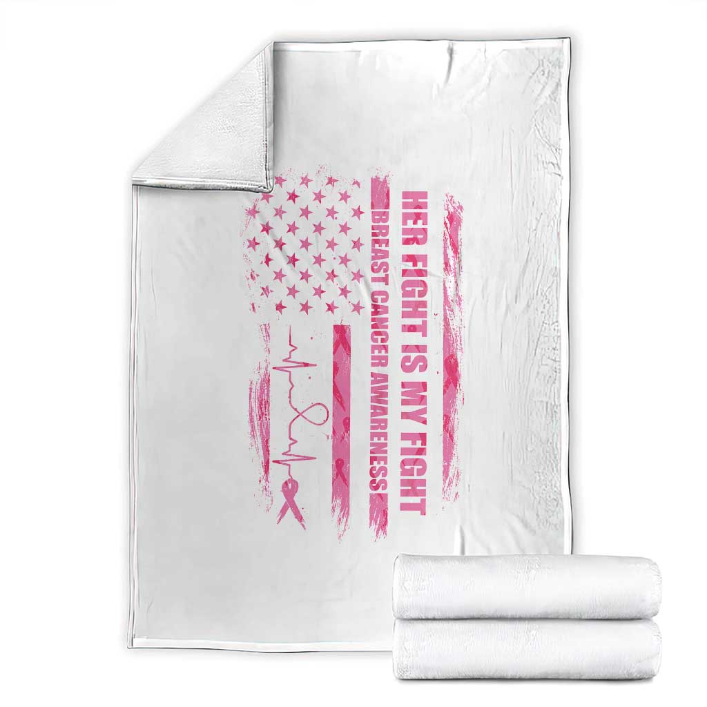 Patriotic Breast Cancer Support Warrior Gift Throw Blanket Her Fight My Fight