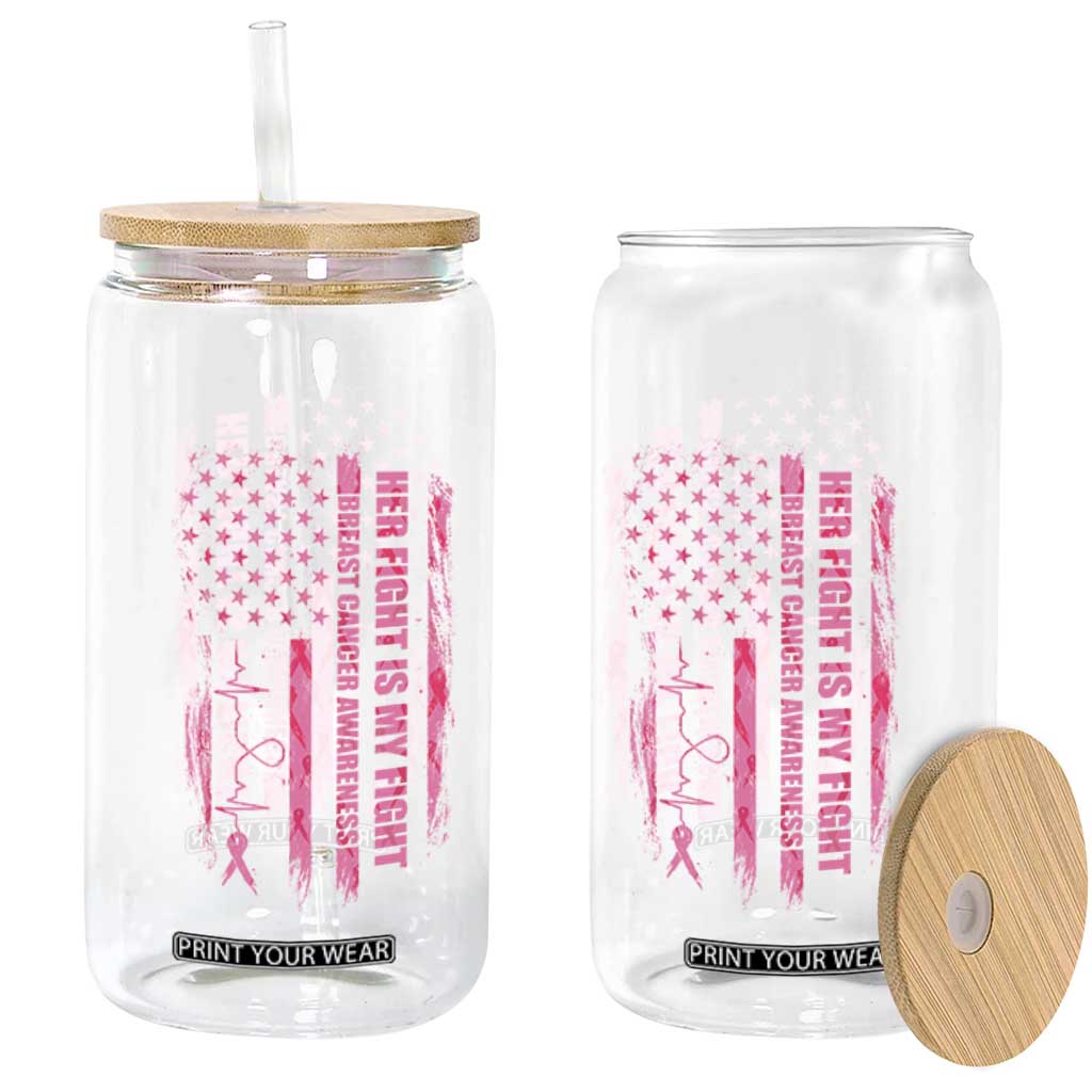 Patriotic Breast Cancer Support Warrior Gift Glass Can Her Fight My Fight