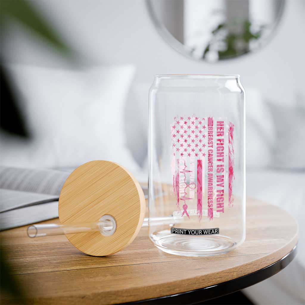 Patriotic Breast Cancer Support Warrior Gift Glass Can Her Fight My Fight