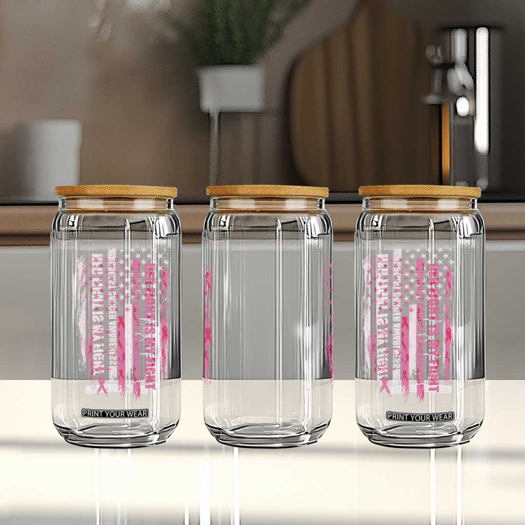 Patriotic Breast Cancer Support Warrior Gift Glass Can Her Fight My Fight