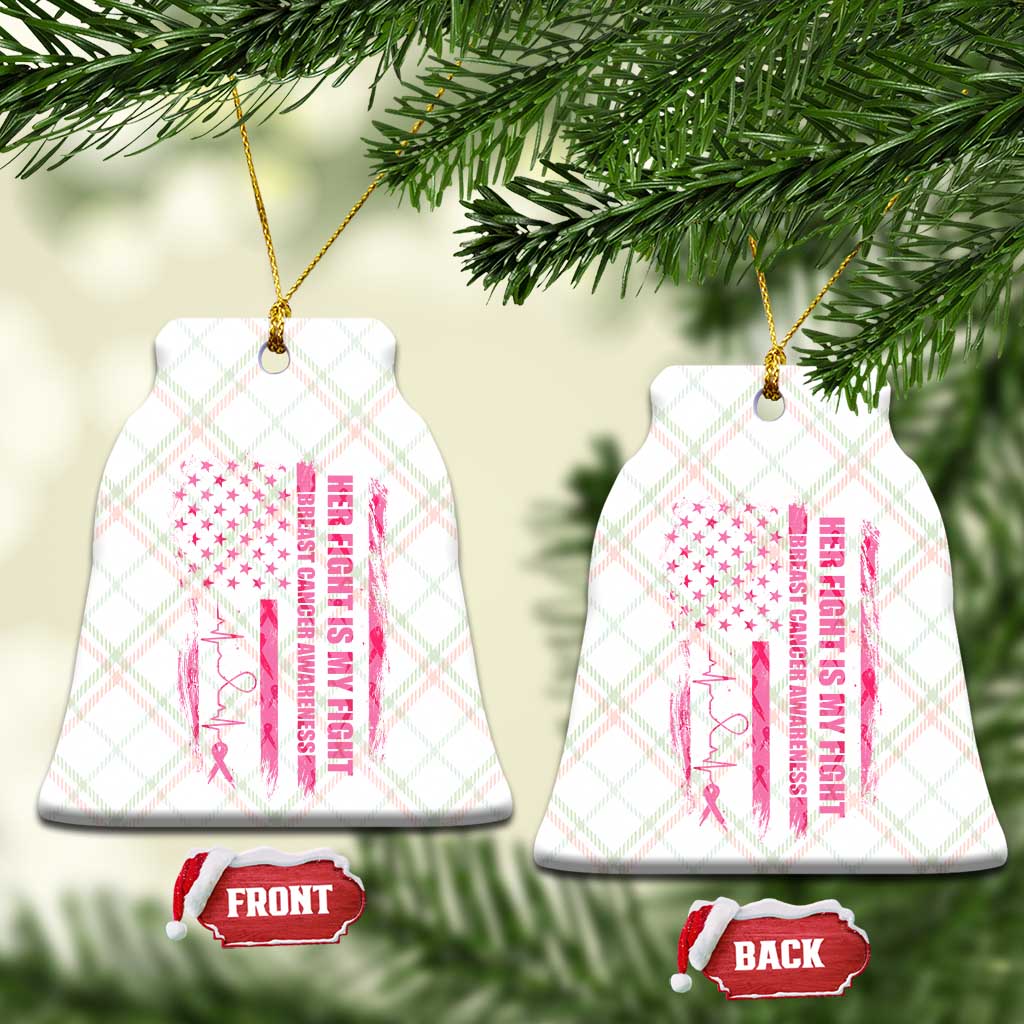 Patriotic Breast Cancer Support Warrior Gift Ceramic Ornament Her Fight My Fight