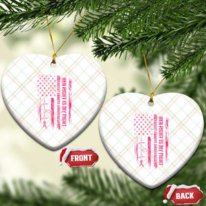 Patriotic Breast Cancer Support Warrior Gift Ceramic Ornament Her Fight My Fight