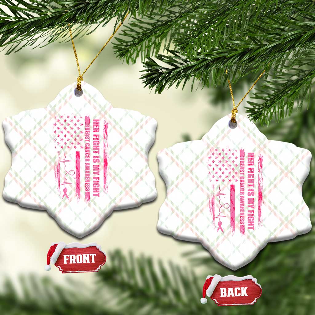 Patriotic Breast Cancer Support Warrior Gift Ceramic Ornament Her Fight My Fight