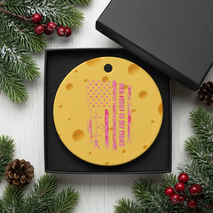 Patriotic Breast Cancer Support Warrior Gift Ceramic Ornament Her Fight My Fight
