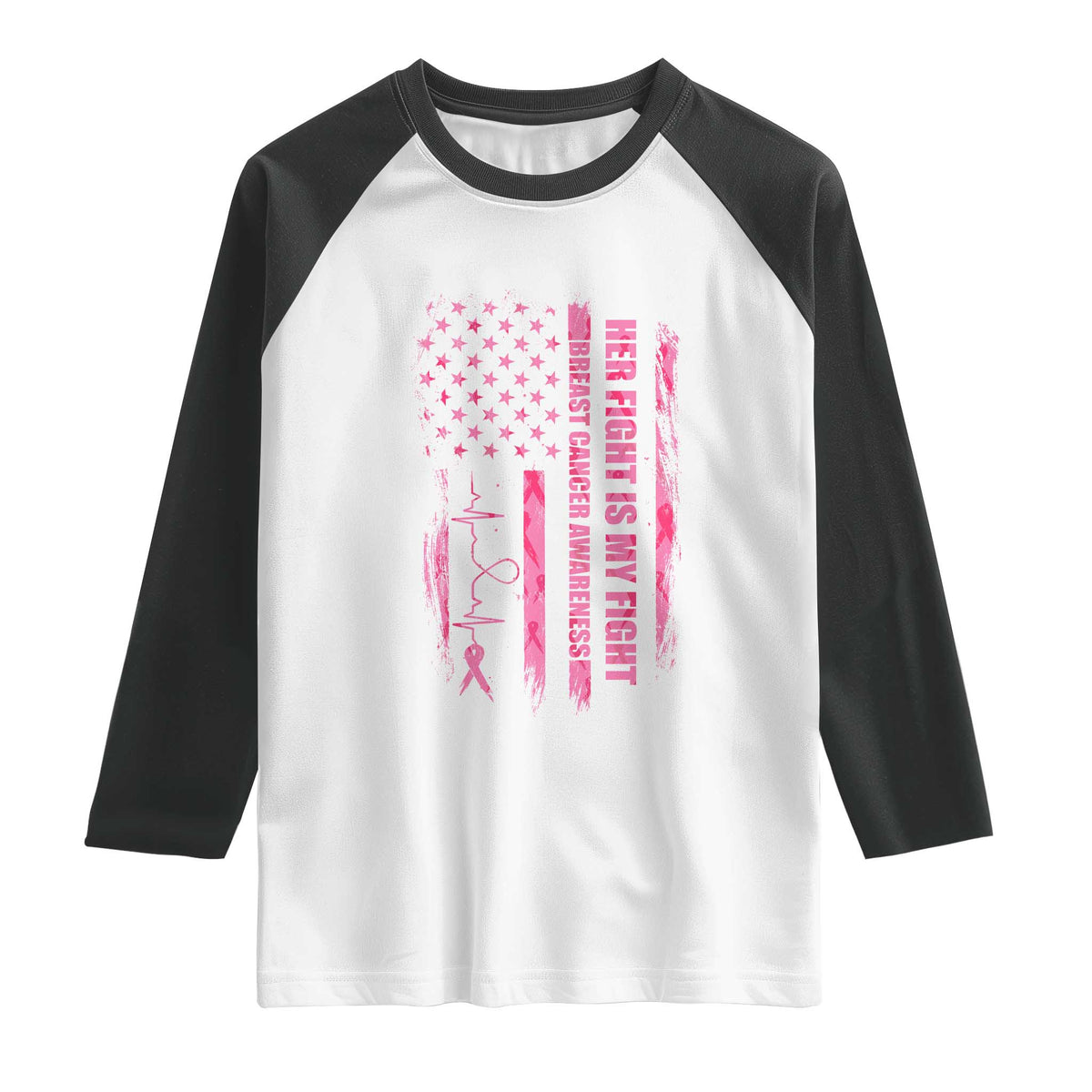 Patriotic Breast Cancer Support Warrior Gift Raglan Shirt Her Fight My Fight