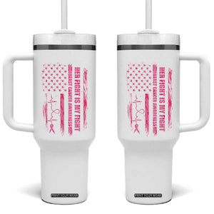 Patriotic Breast Cancer Support Warrior Gift Tumbler With Handle Her Fight My Fight