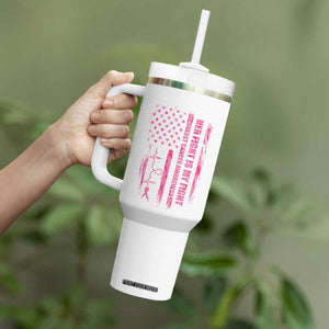 Patriotic Breast Cancer Support Warrior Gift Tumbler With Handle Her Fight My Fight