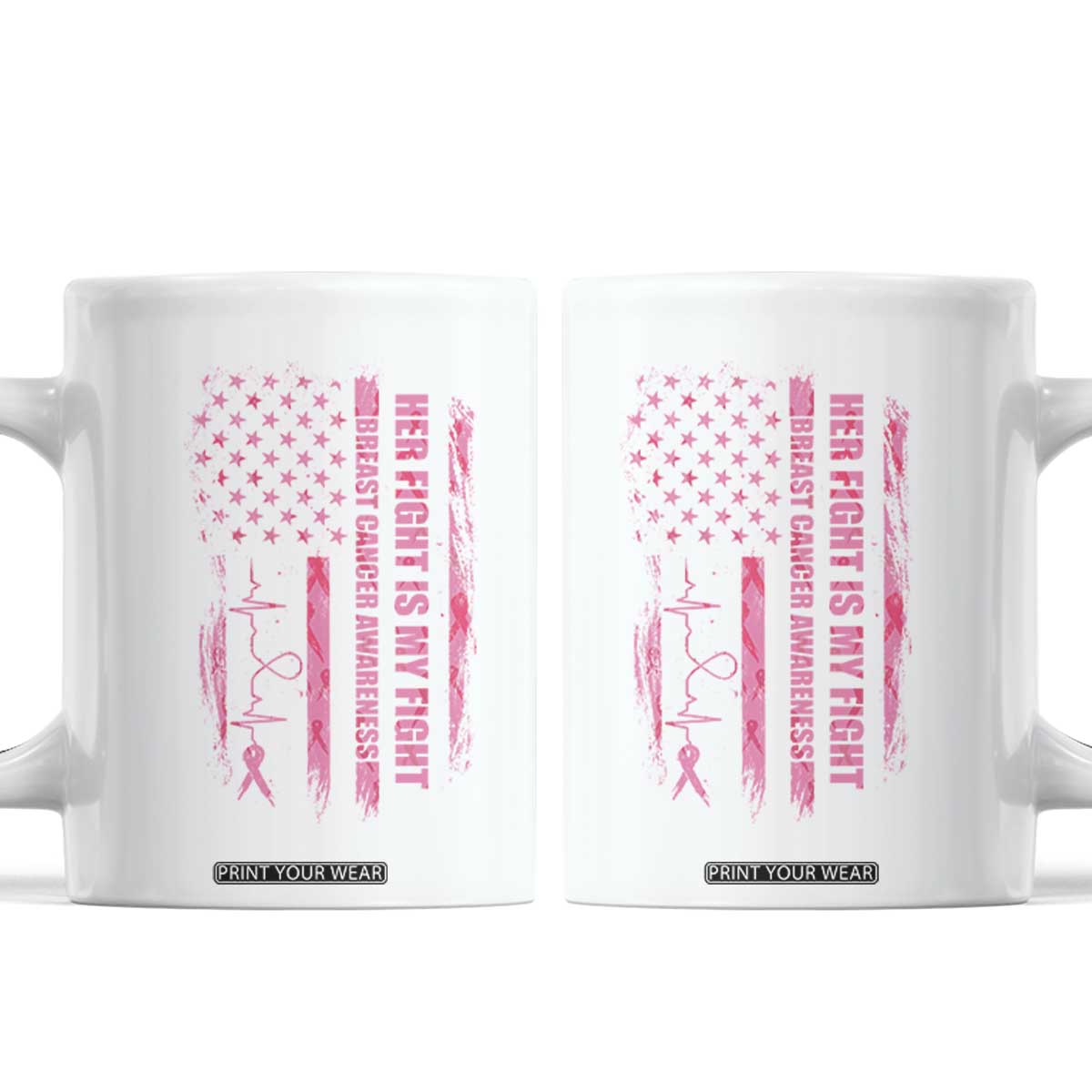 Patriotic Breast Cancer Support Warrior Gift Coffee Mug Her Fight My Fight