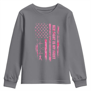 Patriotic Breast Cancer Support Warrior Gift Youth Sweatshirt Her Fight My Fight
