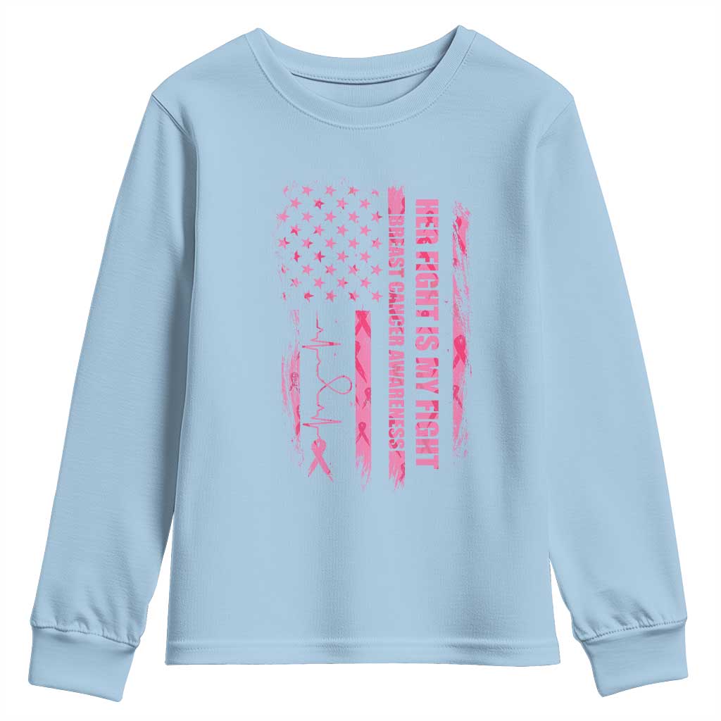 Patriotic Breast Cancer Support Warrior Gift Youth Sweatshirt Her Fight My Fight
