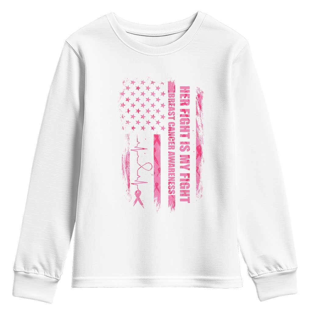Patriotic Breast Cancer Support Warrior Gift Youth Sweatshirt Her Fight My Fight