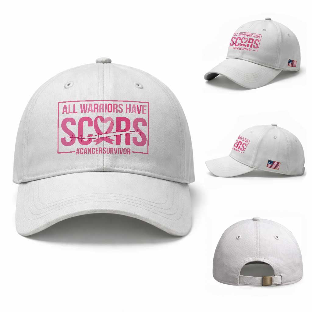 Breast Cancer Fighter Support Baseball Cap All Warriors Have Scars