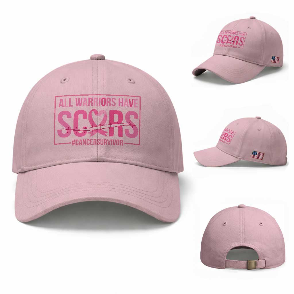 Breast Cancer Fighter Support Baseball Cap All Warriors Have Scars