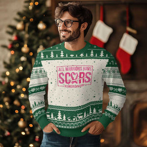 Breast Cancer Fighter Support Ugly Christmas Sweater All Warriors Have Scars
