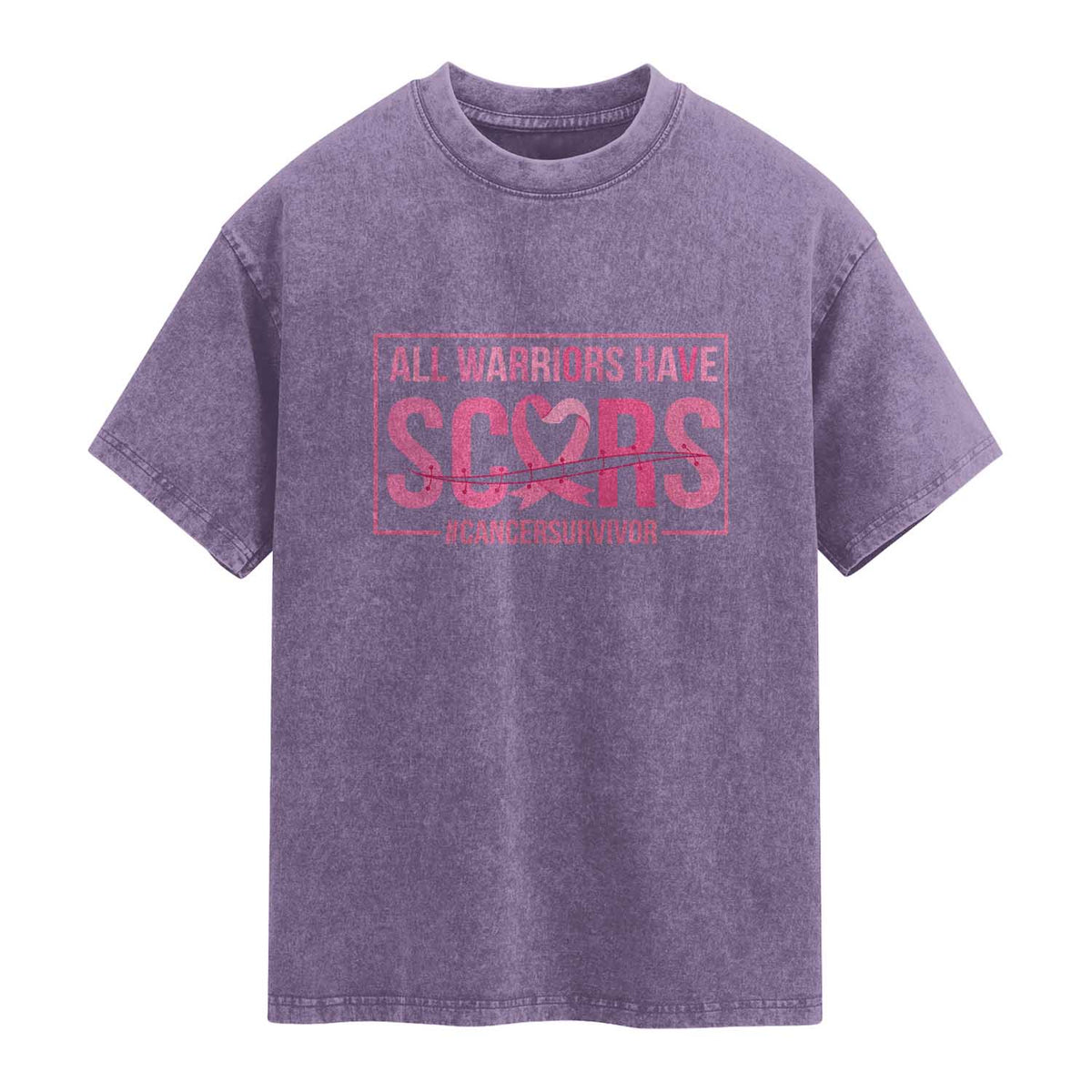 Breast Cancer Fighter Support Washed Cotton T-Shirt All Warriors Have Scars