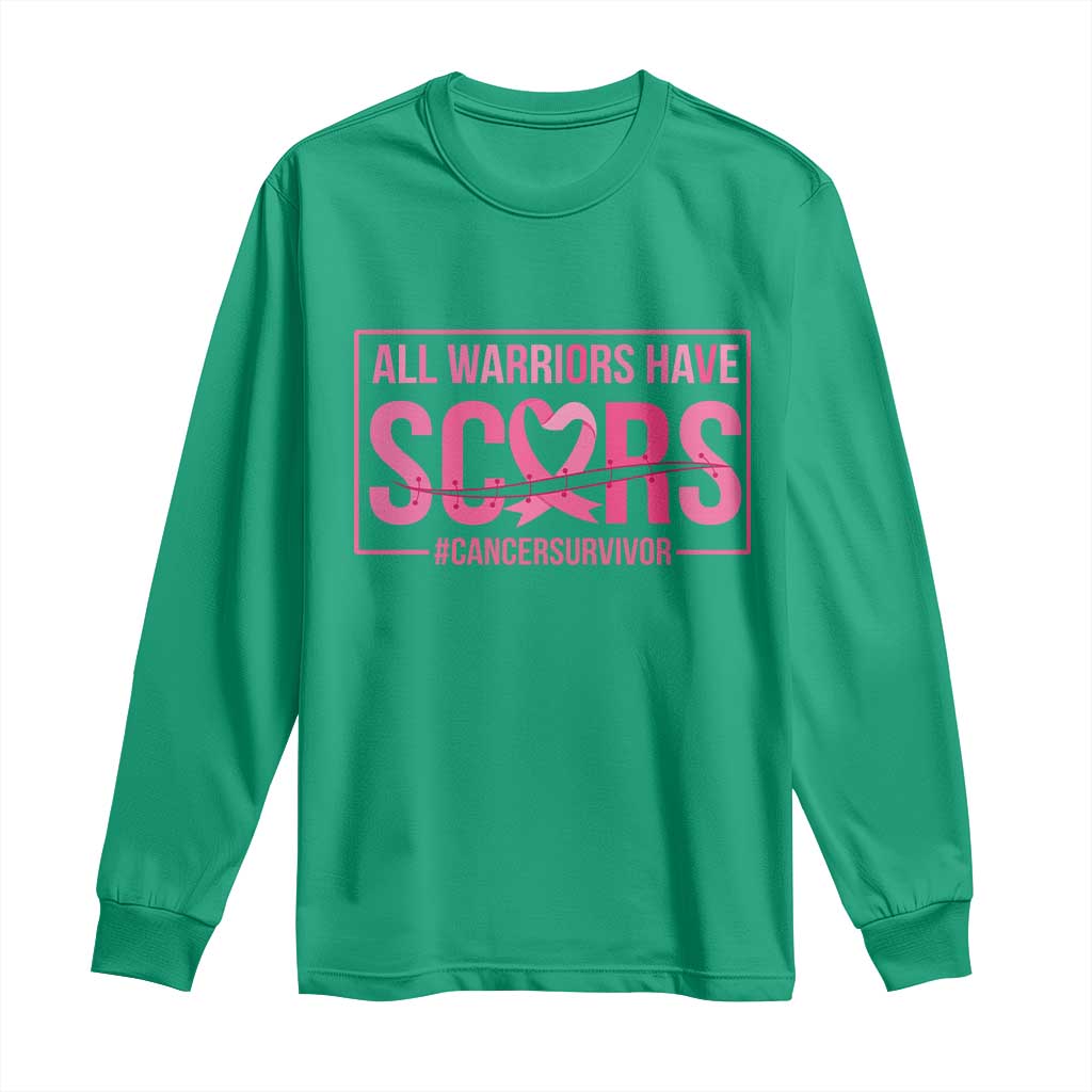 Breast Cancer Fighter Support Long Sleeve Shirt All Warriors Have Scars