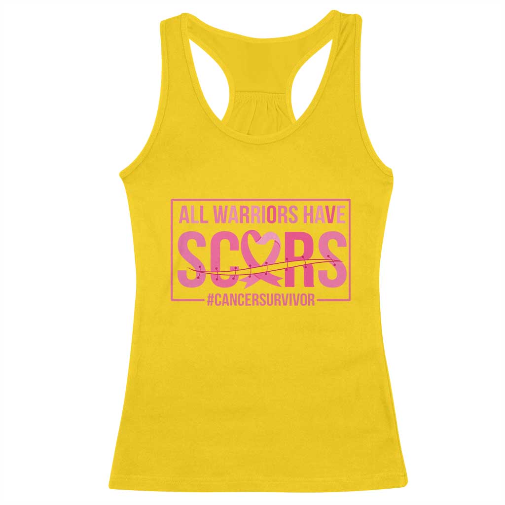 Breast Cancer Fighter Support Racerback Tank Top All Warriors Have Scars