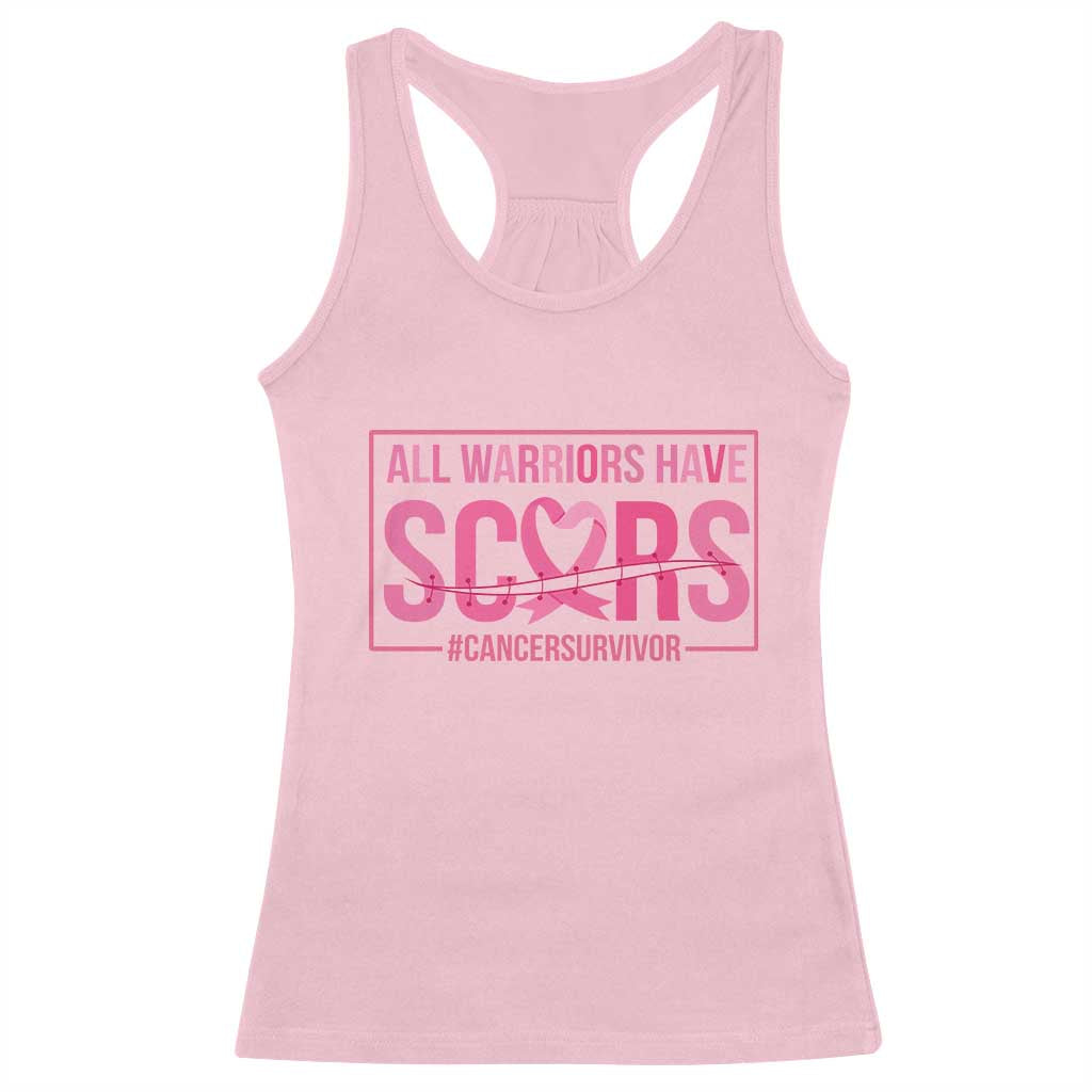 Breast Cancer Fighter Support Racerback Tank Top All Warriors Have Scars
