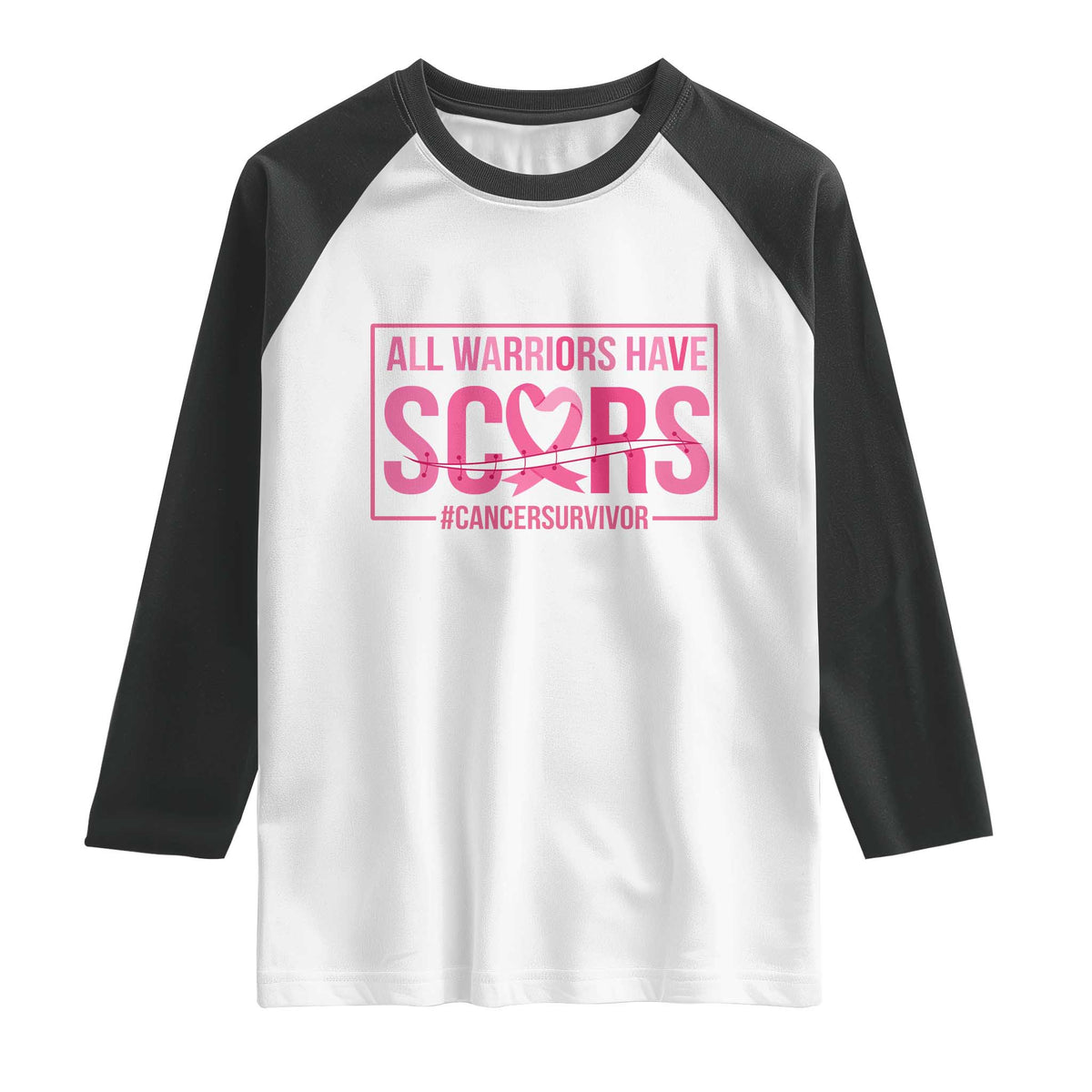 Breast Cancer Fighter Support Raglan Shirt All Warriors Have Scars