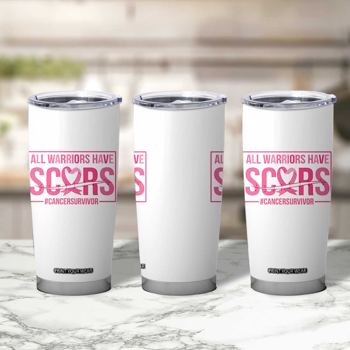 Breast Cancer Fighter Support Tumbler Cup All Warriors Have Scars