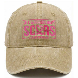 Breast Cancer Fighter Support Washed Cotton Baseball Cap All Warriors Have Scars