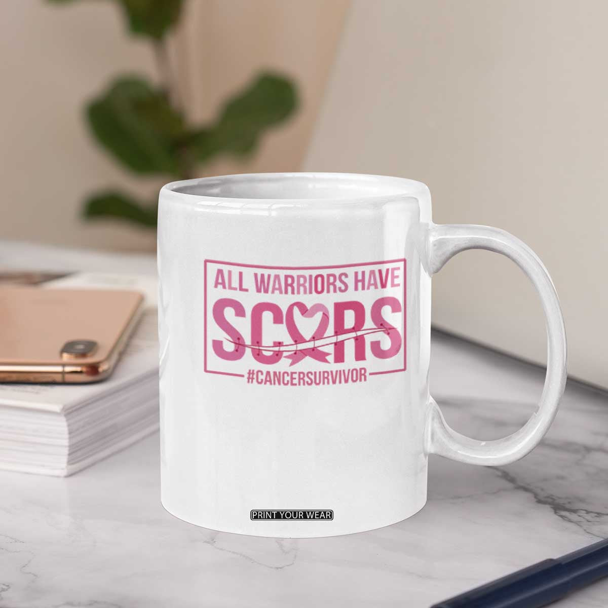 Breast Cancer Fighter Support Coffee Mug All Warriors Have Scars