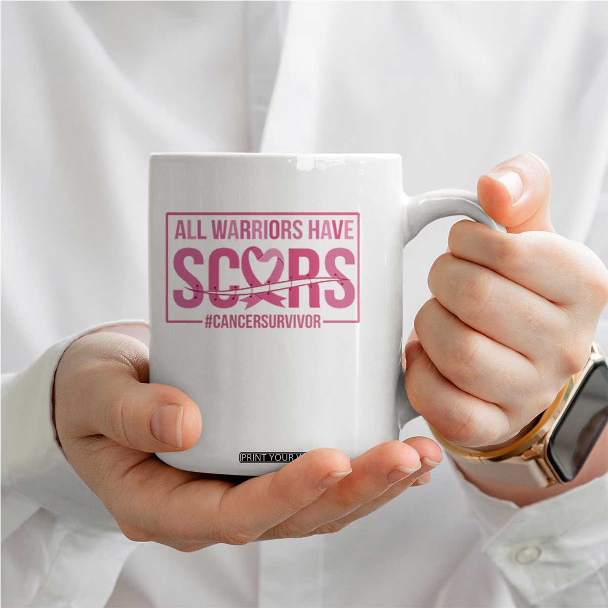 Breast Cancer Fighter Support Coffee Mug All Warriors Have Scars