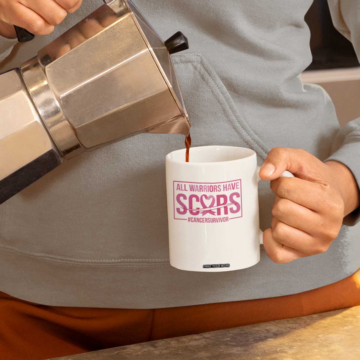 Breast Cancer Fighter Support Coffee Mug All Warriors Have Scars