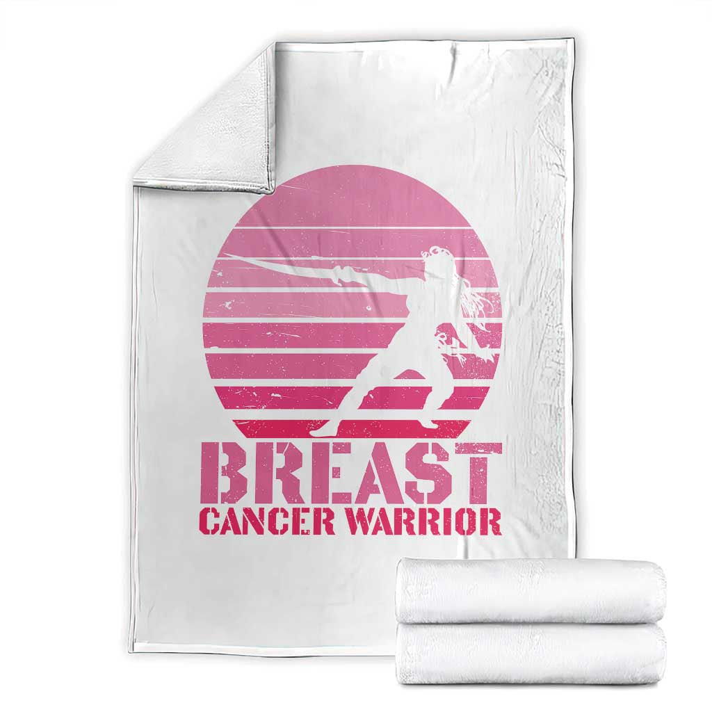 Vintage Breast Cancer Warrior Throw Blanket Strong Women Sword Fighter Pink Ribbon