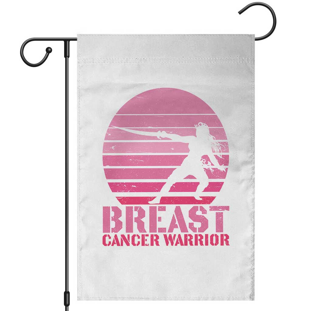 Vintage Breast Cancer Warrior Garden Flag Strong Women Sword Fighter Pink Ribbon