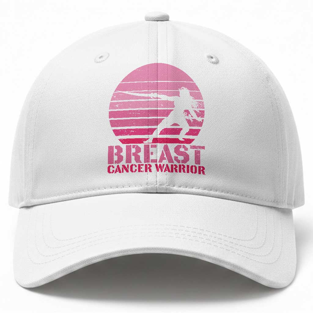 Vintage Breast Cancer Warrior Baseball Cap Strong Women Sword Fighter Pink Ribbon