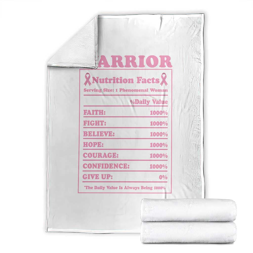 Breast Cancer Nutrition Facts Warrior Throw Blanket Pink Ribbon Survivor Support