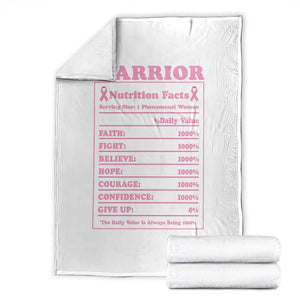 Breast Cancer Nutrition Facts Warrior Throw Blanket Pink Ribbon Survivor Support