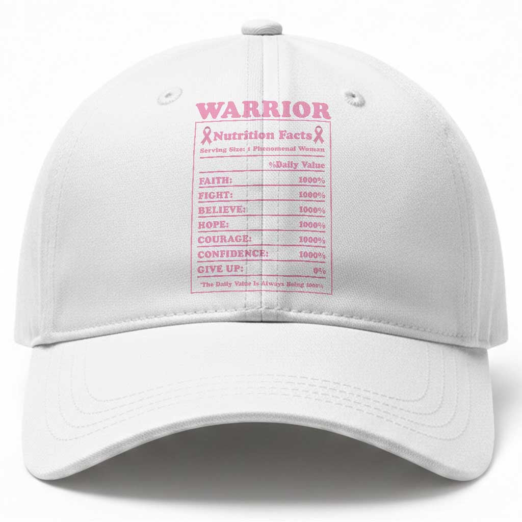 Breast Cancer Nutrition Facts Warrior Baseball Cap Pink Ribbon Survivor Support