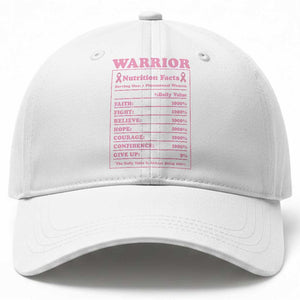 Breast Cancer Nutrition Facts Warrior Baseball Cap Pink Ribbon Survivor Support