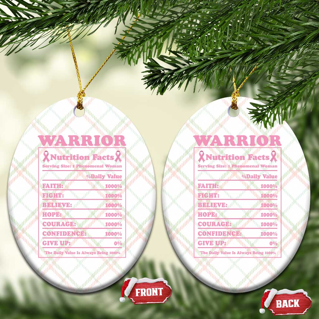 Breast Cancer Nutrition Facts Warrior Ceramic Ornament Pink Ribbon Survivor Support