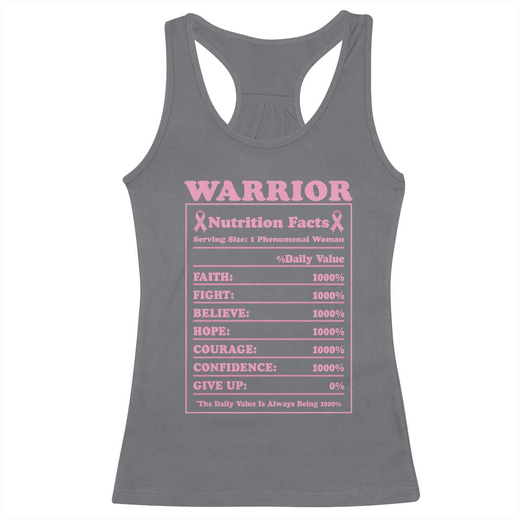 Breast Cancer Nutrition Facts Warrior Racerback Tank Top Pink Ribbon Survivor Support