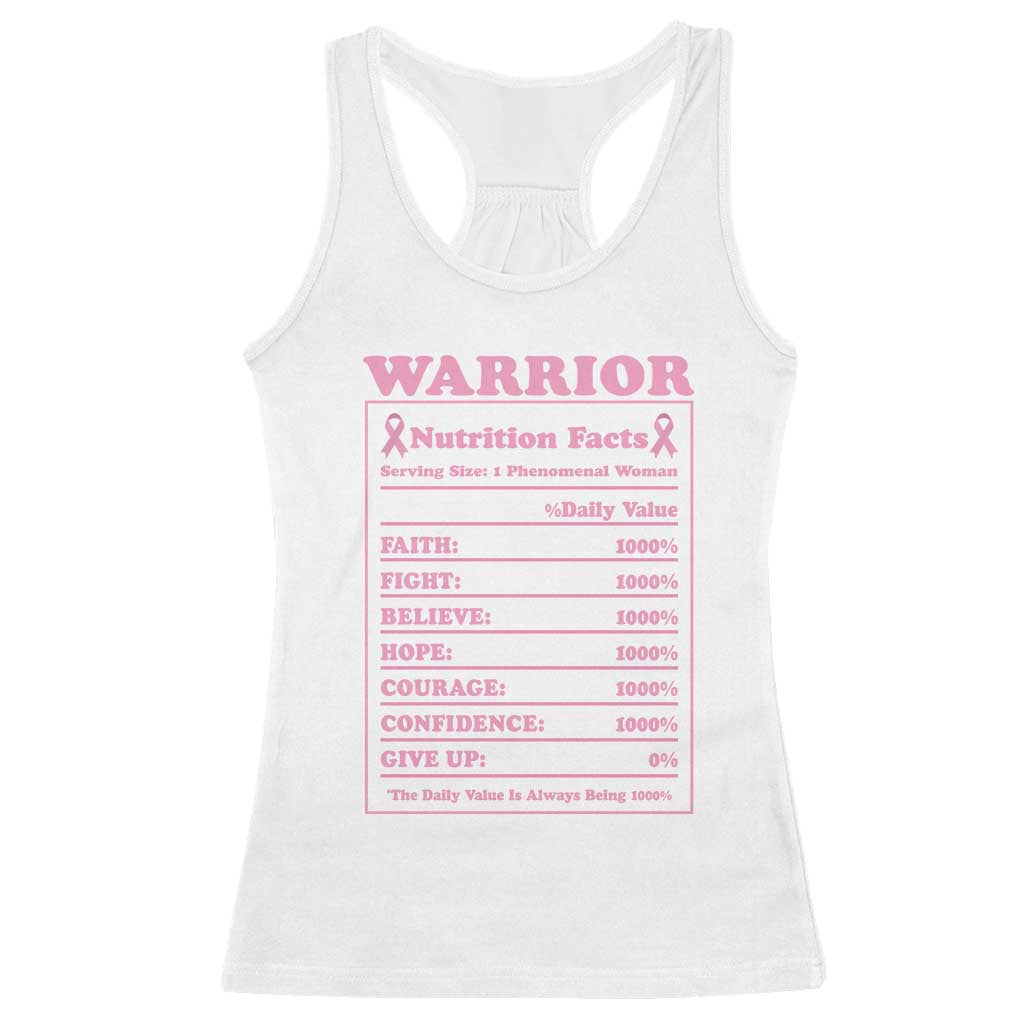 Breast Cancer Nutrition Facts Warrior Racerback Tank Top Pink Ribbon Survivor Support