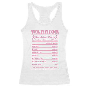 Breast Cancer Nutrition Facts Warrior Racerback Tank Top Pink Ribbon Survivor Support