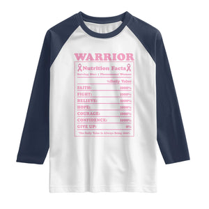 Breast Cancer Nutrition Facts Warrior Raglan Shirt Pink Ribbon Survivor Support