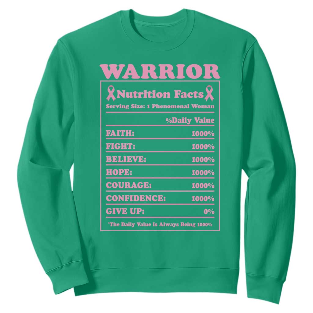 Breast Cancer Nutrition Facts Warrior Sweatshirt Pink Ribbon Survivor Support