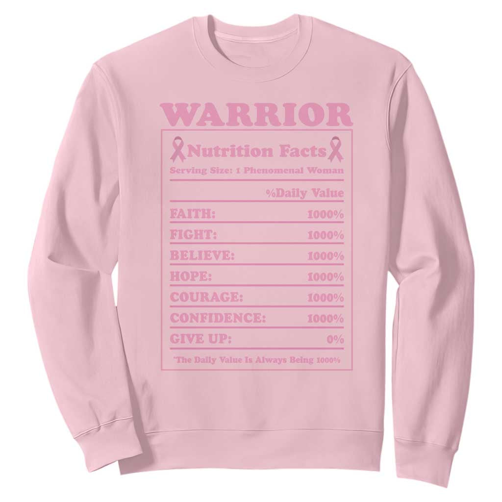 Breast Cancer Nutrition Facts Warrior Sweatshirt Pink Ribbon Survivor Support