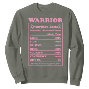 Breast Cancer Nutrition Facts Warrior Sweatshirt Pink Ribbon Survivor Support