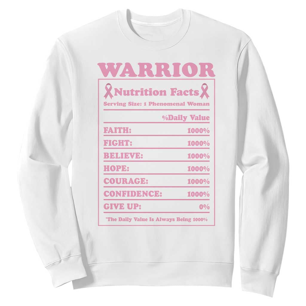 Breast Cancer Nutrition Facts Warrior Sweatshirt Pink Ribbon Survivor Support