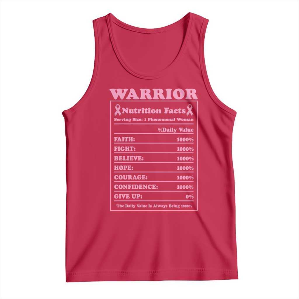 Breast Cancer Nutrition Facts Warrior Tank Top Pink Ribbon Survivor Support