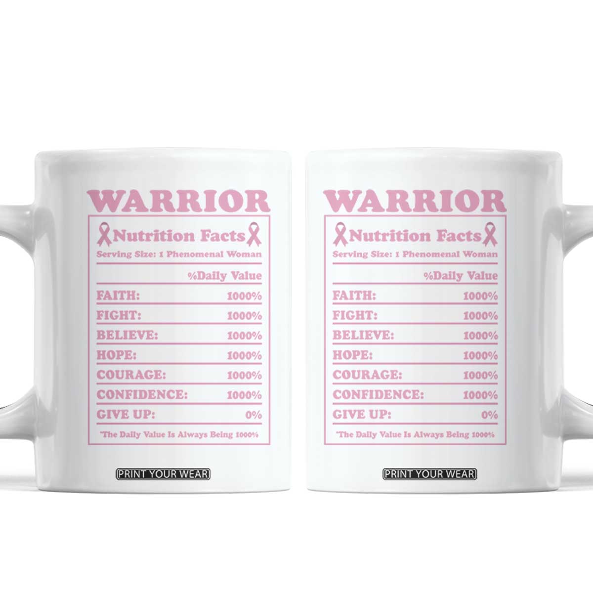 Breast Cancer Nutrition Facts Warrior Coffee Mug Pink Ribbon Survivor Support