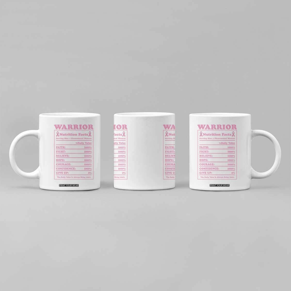 Breast Cancer Nutrition Facts Warrior Coffee Mug Pink Ribbon Survivor Support